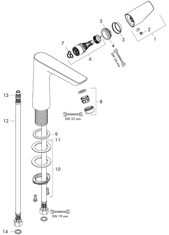 Baterie lavoar fara ventil, Hansgrohe, Talis E 150, Crom