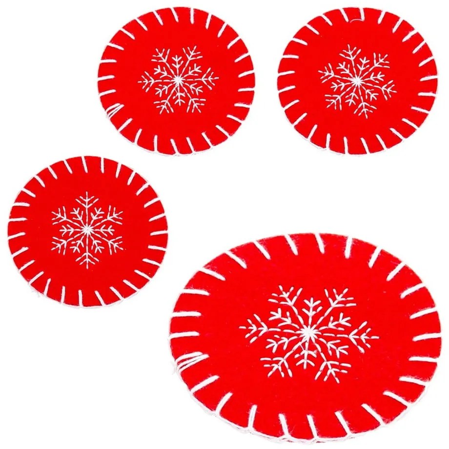 Coasters roșii 4 buc. cu model de Crăciun – Casa Selección