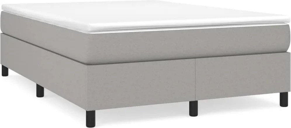 vidaXL Pat box spring cu saltea, gri deschis, 140x190 cm, textil