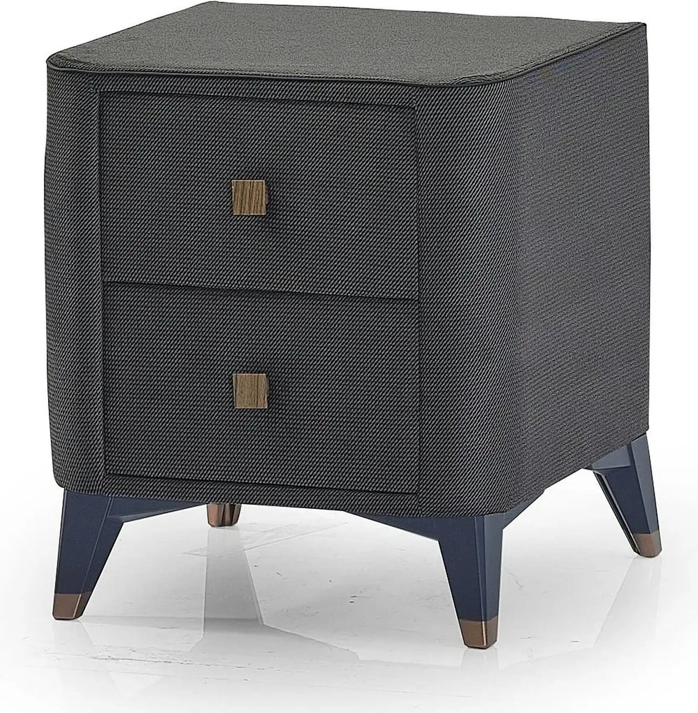 Noptiera CARBON, stofa catifelata gri inchis - Notti 1029, 51x48x66 cm