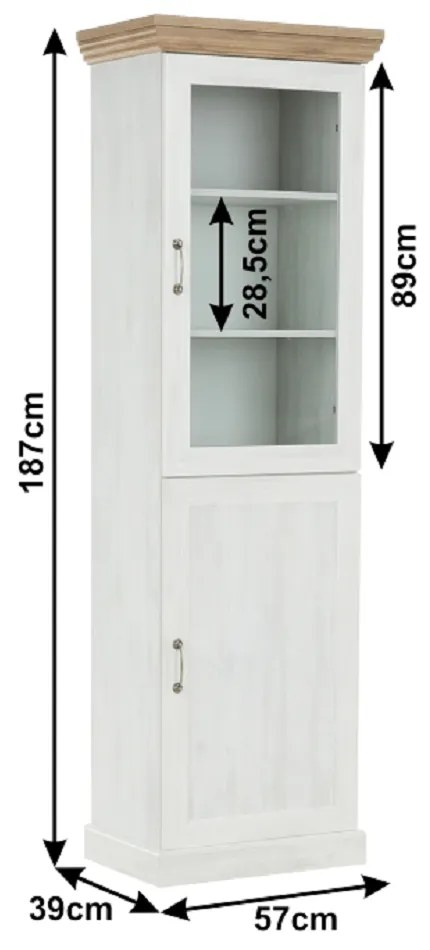 Vitrină, pin nordic/stejar sălbatic, ROYAL W1D