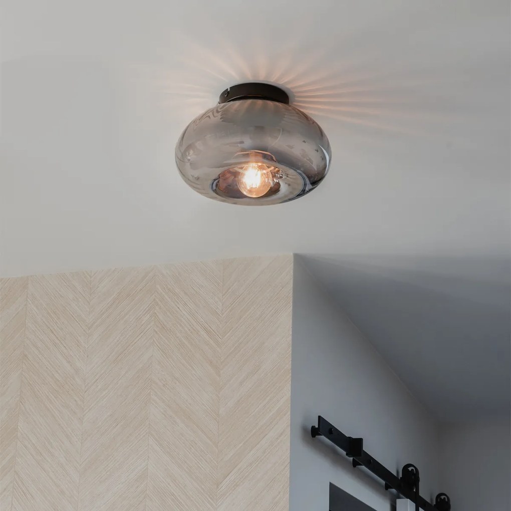 Plafonieră inteligentă neagră cu sticlă fumurie, incl. WiFi P45 - Ayesha