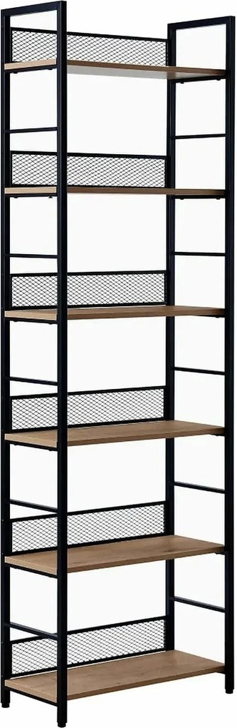 Etajera KELER TIP 3, negru/stejar, metal/DTD laminat, 60x28x187 cm