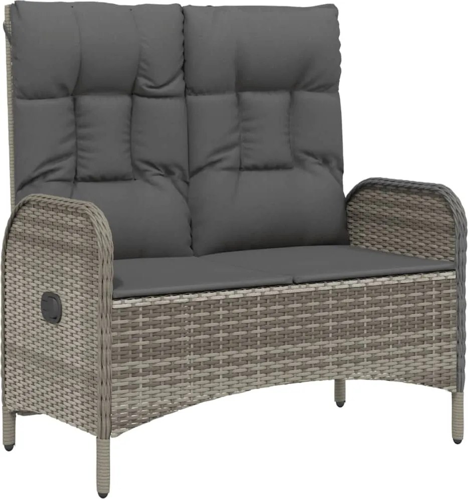 vidaXL Bancă de grădină rabatabilă cu perne, gri, 107 cm, poliratan