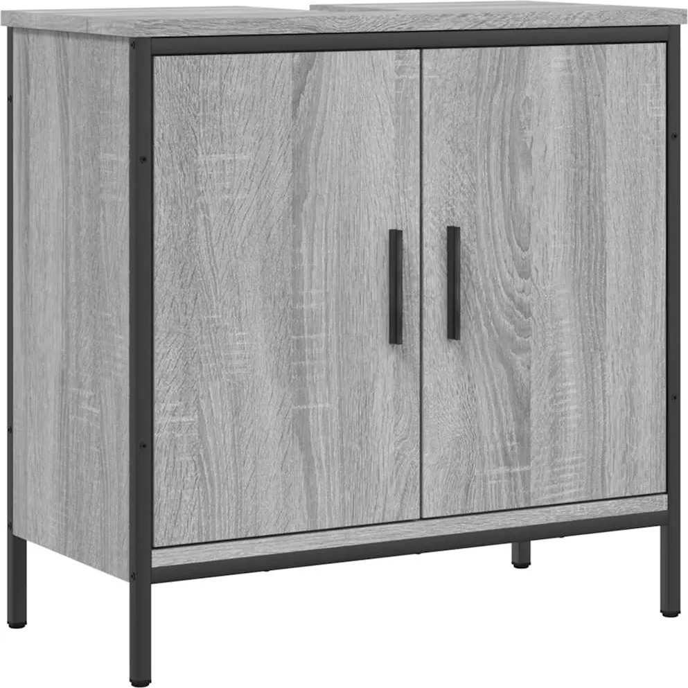 vidaXL Dulap chiuvetă baie, gri sonoma, 60x30x60 cm, lemn prelucrat