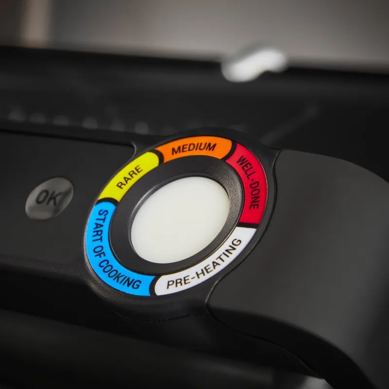 Gratar electric Tefal OptiGrill+ GC717810, 2000W, 6 programe, Acoperire antiaderenta Teflon, Ecran tactil, Smart grill, Max 240C, Negru