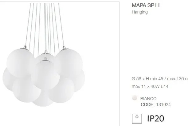 Lustra moderna cu 11 pendule MAPA SP11 BIANCO 131924