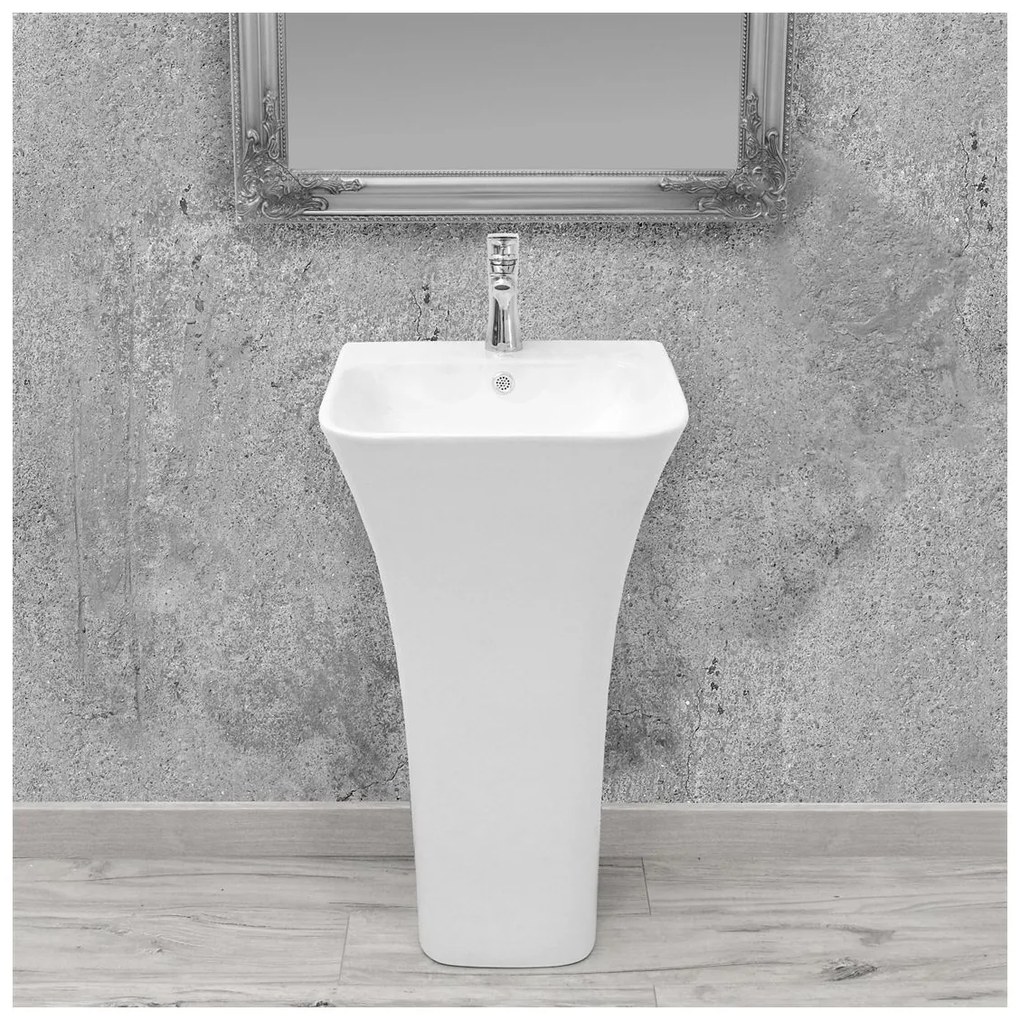 Rea Ada SLim lavoar 45.6x44.5 cm dreptunghiular stativ alb REA-U9902