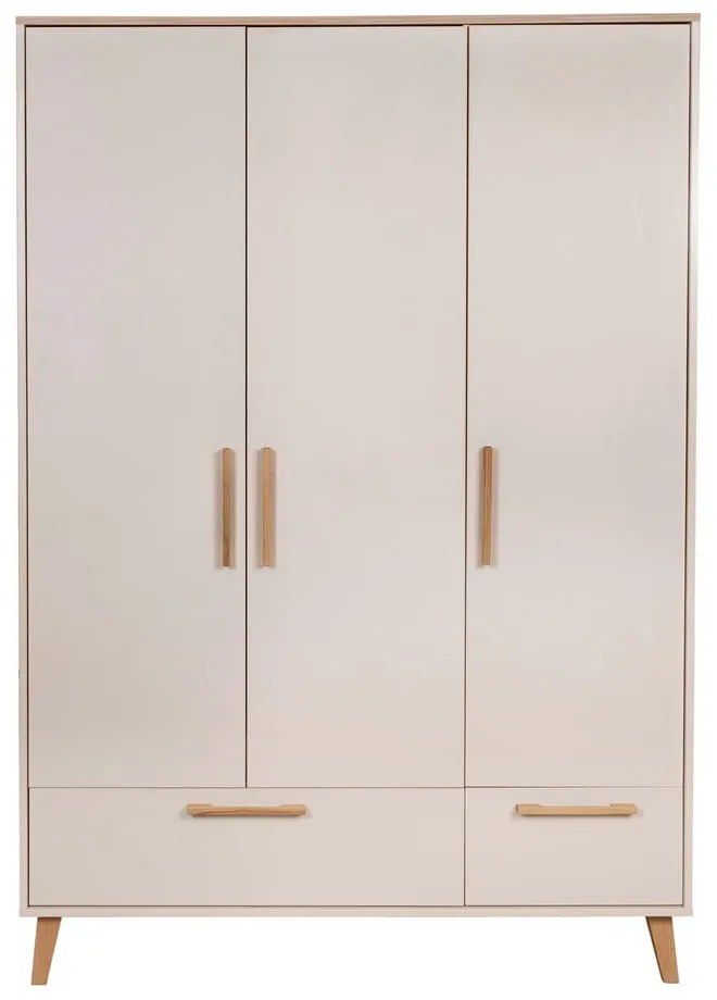 Șifonier de copii crem/în culoare naturală cu aspect de lemn de stejar 138x200x55 cm Jil – Roba