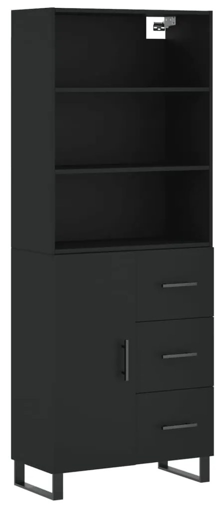 3189470 vidaXL Dulap înalt, negru, 69,5x34x180 cm, lemn compozit