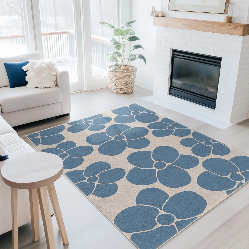 Covor tip traversă albastru lavabil 60x230 cm Blue Meadow – Mila Home