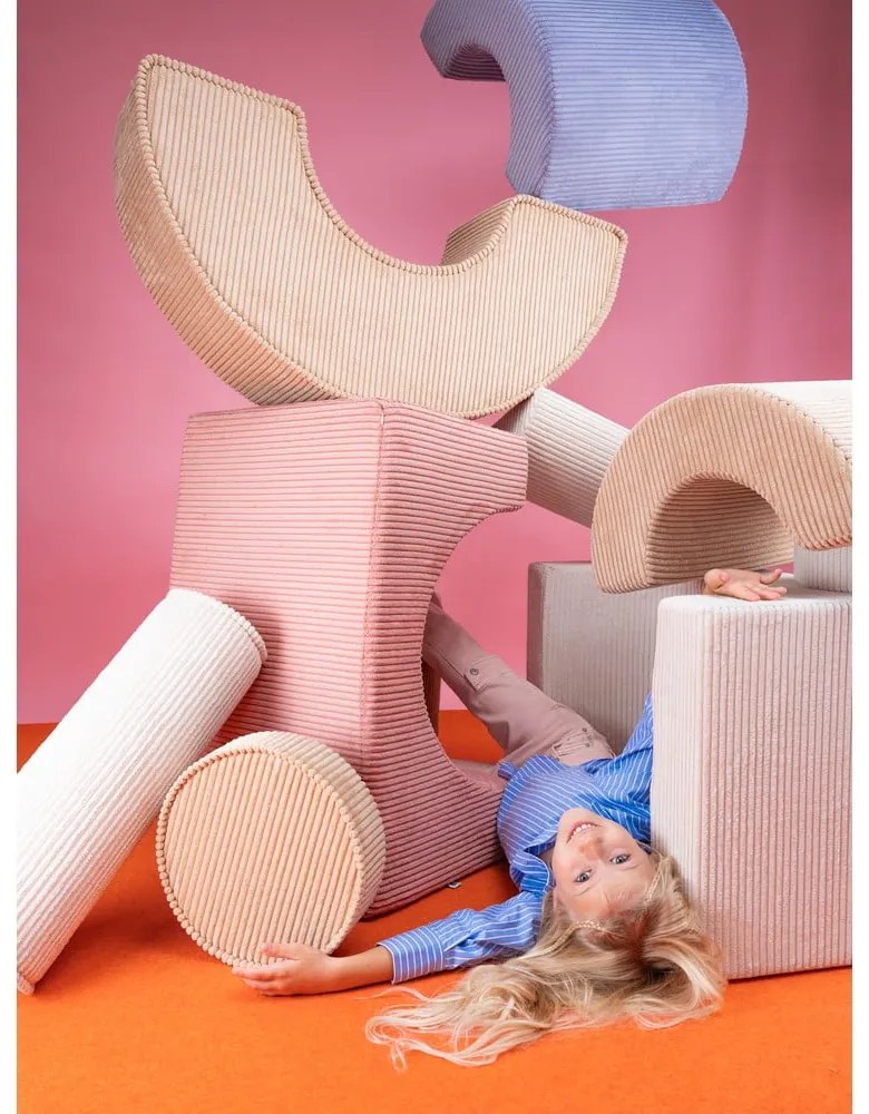 Teren de joacă din spumă roz 3 buc. din catifea reiată înălțime 37 cm 75x49 cm Rainbow Montessori – Wigiwama