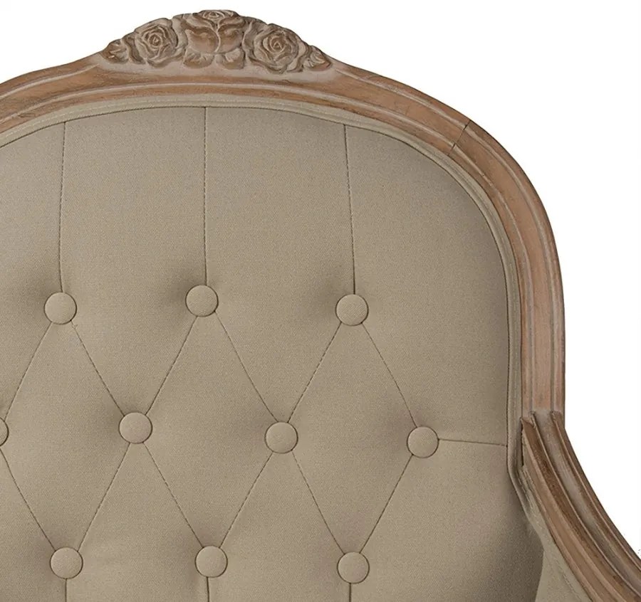 Fotoliu shabby chic, bej, stofa, 62x58x101 cm