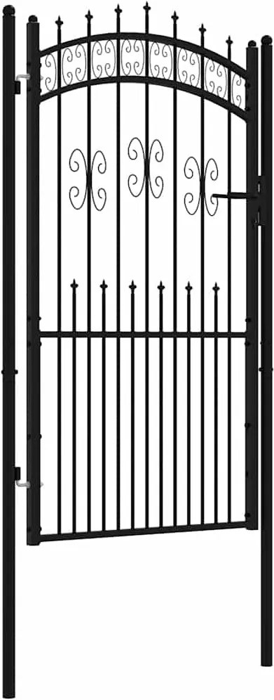 vidaXL Poartă de gard Kampen cu vârf tip suliță, negru, 103x175 cm, oțel