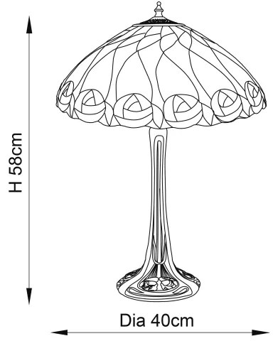 Endon 64177 - Lampă de masă Tiffany HUTCHINSON 1xE27/60W/230V, Ø 40 cm