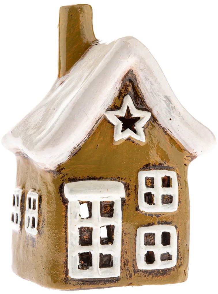 Sfeșnic ceramic pentru lumânări Căsuță, 14 cm, 14 cm