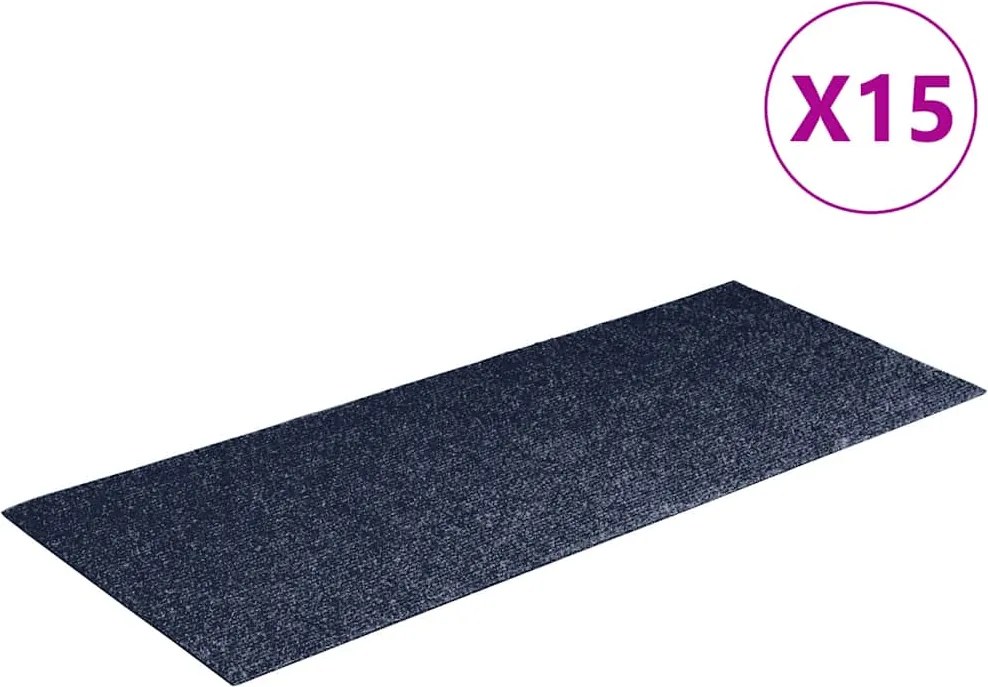 vidaXL Covorașe autoadezive pentru scări, 15 buc., 60x25 cm, gri-albastru, dreptunghiulare