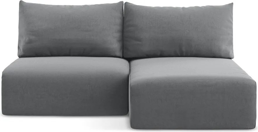 Colțar gri extensibil/cu spațiu de depozitare cu tapițerie din catifea (cu colț pe partea dreaptă/cu șezlong) Kalena – Makamii