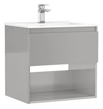 MOBILIER DAILY 60X46X56.5 GALET LUCIOS,1 SERTAR+RAFT,CU LAVOAR Gri lucios, 600x460 mm