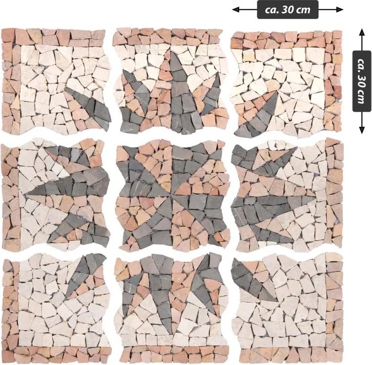 Mozaic din marmură, motiv Rosone Windrose, 90 x 90 cm