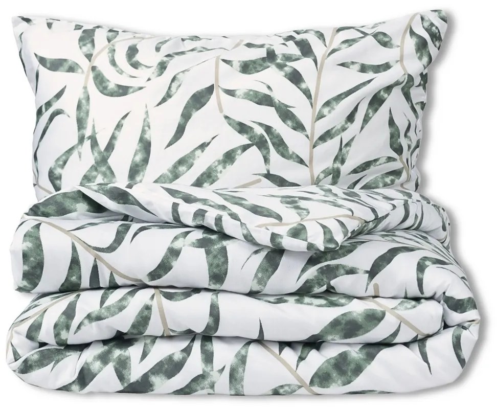Lenjerie de pat Matex Satin Frunze tropicale , 140 x 200 cm, 70 x 90 cm