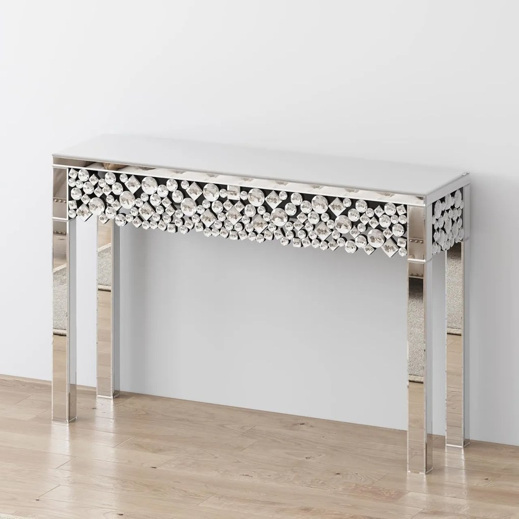 MAOG205 - Masa toaleta oglinda, masuta consola, 120 cm, cosmetica machiaj, vanity birou, Argintiu