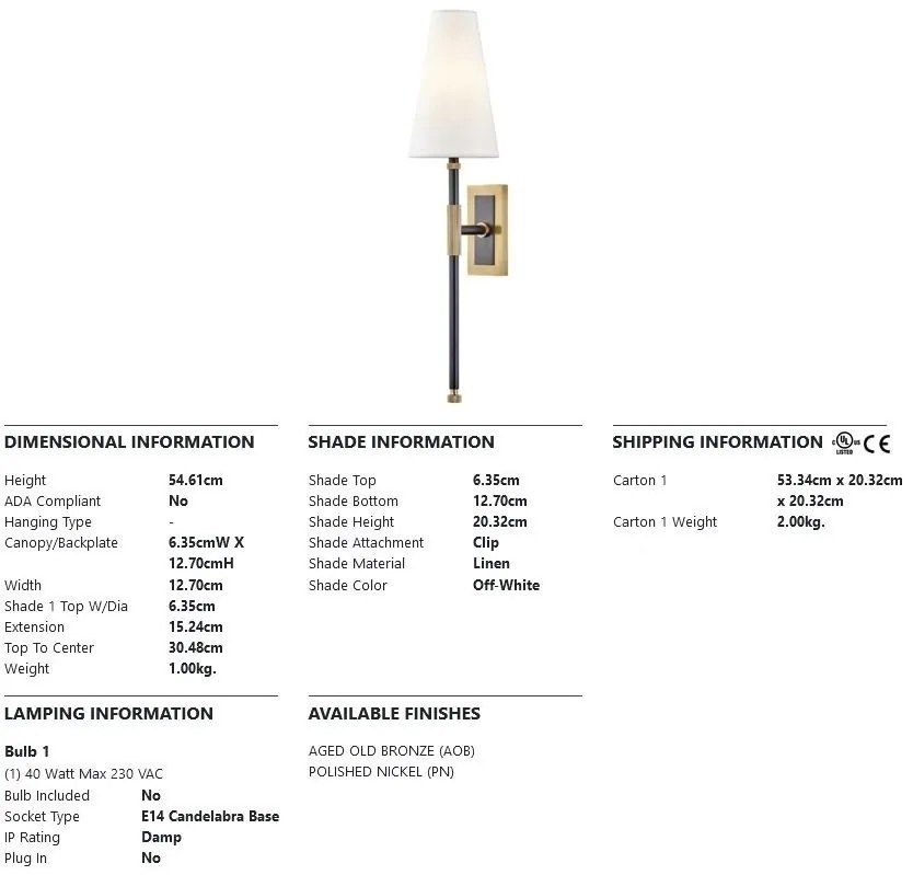 Aplica de perete design clasic BOWERY bronz antichizat