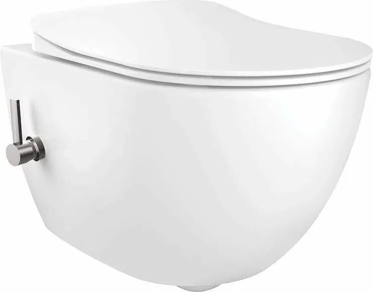 Set vas WC suspendat cu functie de bideu Deante Peonia Zero alb capac inchidere lenta