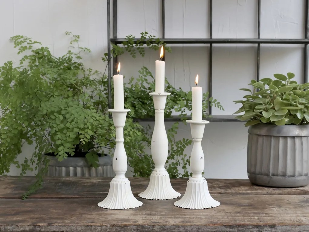 Sfeșnic din metal cu finisaj antichizat crem, H23.5xD10 cm, „Candlestick"