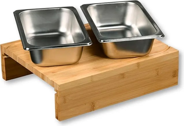 Set de tocator cu 2 tavi de colectare Kesper 58355, 35 cm, Bambus, Otel inoxidabil, Maro