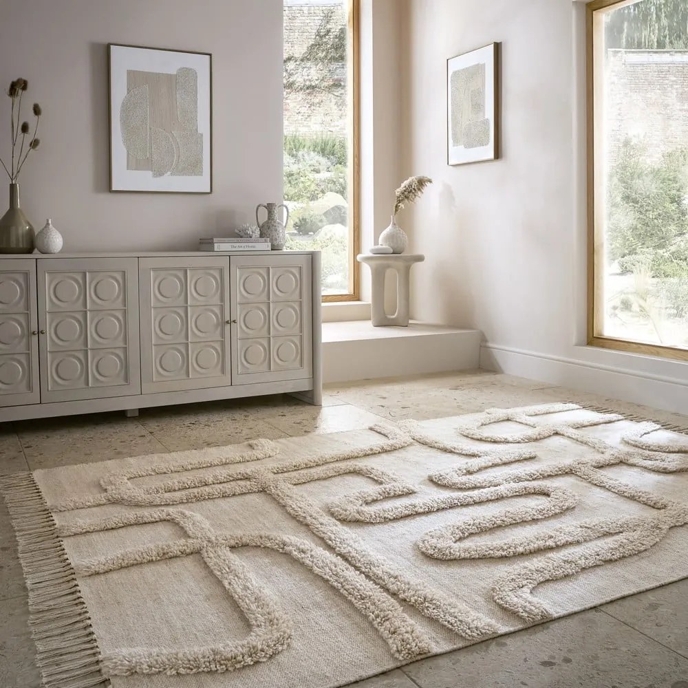 Covor bej țesut manual din lână 120x170 cm Loma – Flair Rugs