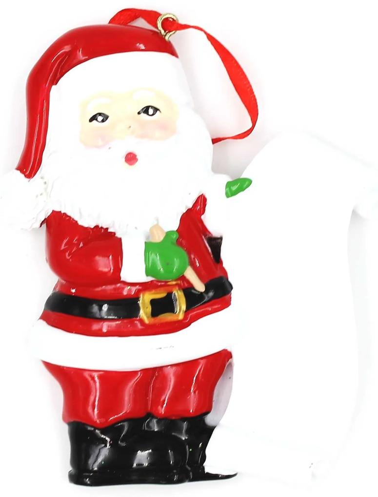 Decorațiune cu magnet - Moș Crăciun uimit de lista cadourilor