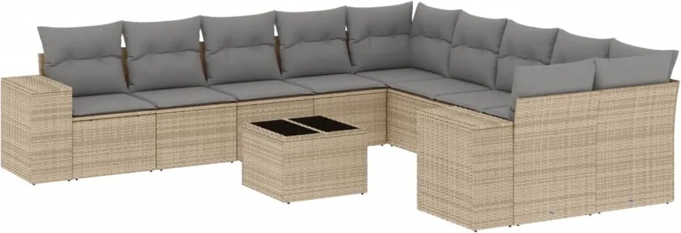 vidaXL Set canapele de grădină cu perne, 11 piese, bej, poliratan
