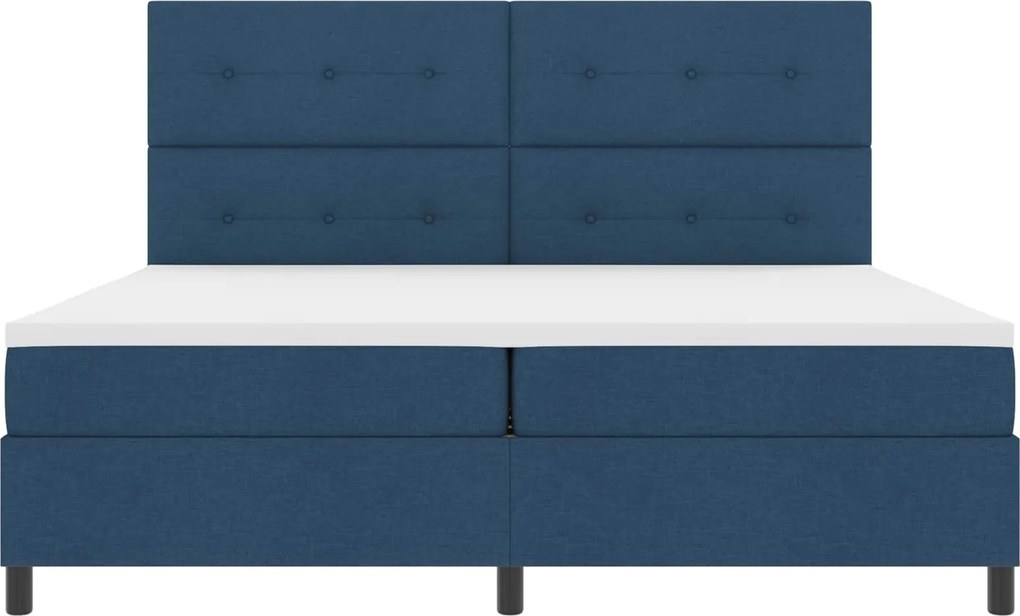 vidaXL Pat cu arcuri cu saltea cu led albastru 200 x 200 cm țesătură