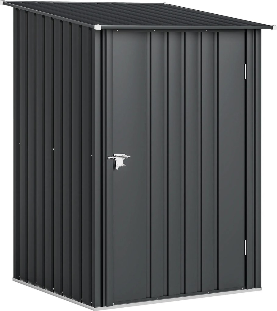 Outsunny Căsuță de Grădină 0,92m² din Oțel Galvanizat, Depozit pentru Unelte cu Ușă Blocabilă și Acoperiș Înclinat, 100x104x160 cm, Gri Închis | Aosom Romania