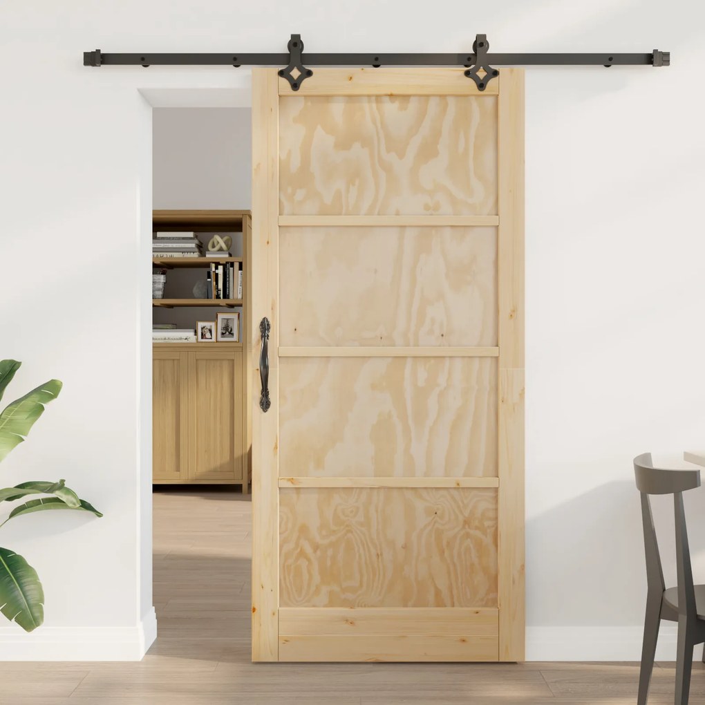 vidaXL Ușă Culisantă Manual Natural și negru 93 x 202 cm