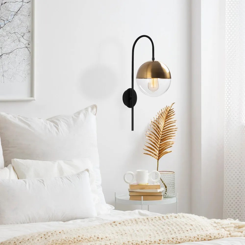 Aplică de perete neagră/aurie ø 20 cm Bastos – Opviq lights