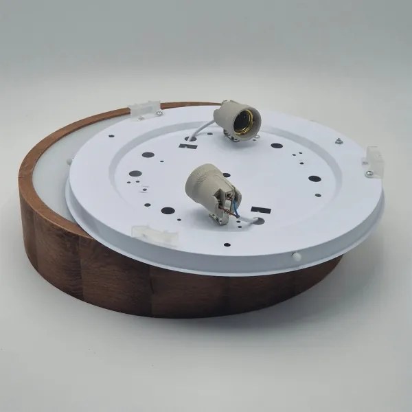 Brilagi - Plafonieră LED RGBW dimabilă CARVALHO, 2×E27/15W/230V, Wi‑Fi, finisaj stejar, Ø 37,5 cm