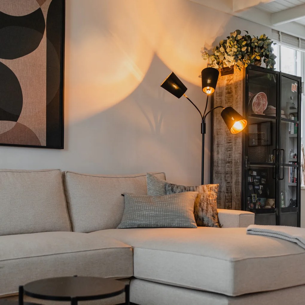 Lampa de podea modernă neagră cu 3 lumini - Carmen