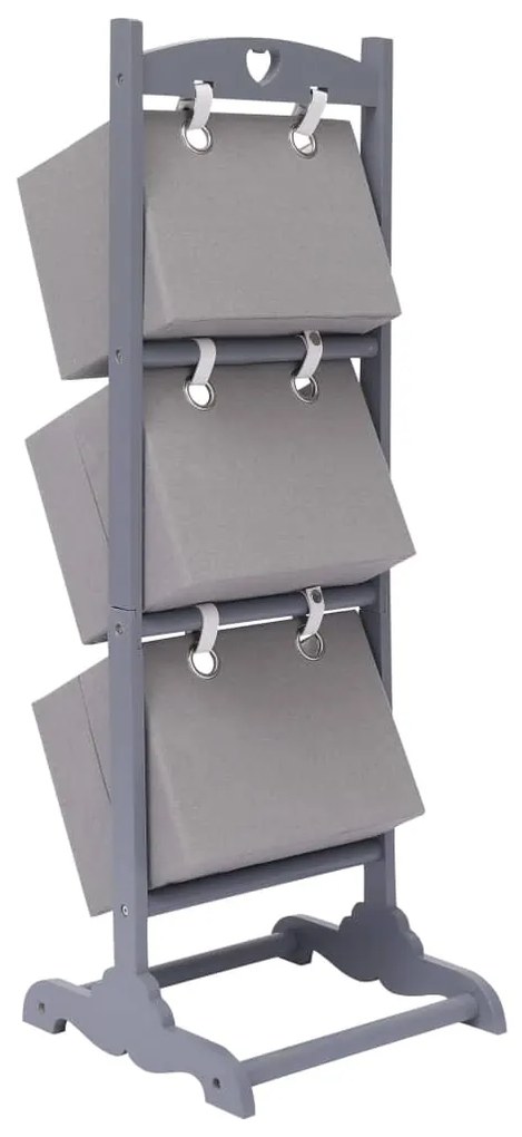 Suport cosuri depozitare 3 niveluri gri inchis 35x35x102cm lemn 1, Morke gra, 3