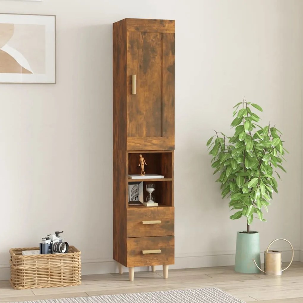 3115473 vidaXL Dulap înalt, stejar fumuriu,35x34x180 , lemn compozit