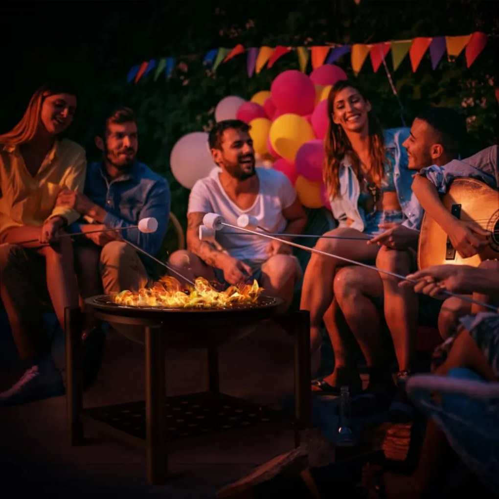 FIRE 101100 Vatra portabilă de foc cu spațiu pentru lemne 55cm, negru Gardebruk