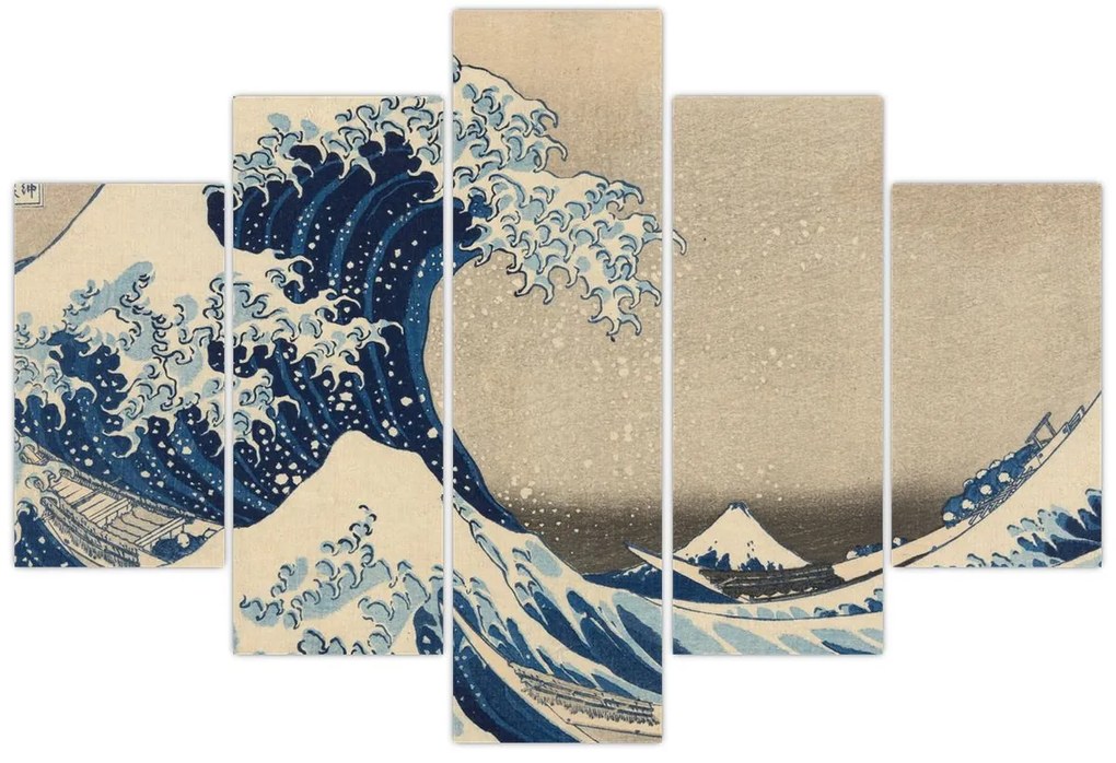 Tablou - Katsushika Hokusai, Under the Wave off Kanagawa, reproducere (150x105 cm)