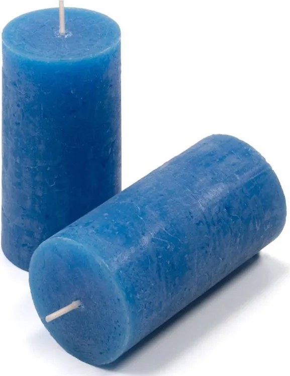 Set de lumânări rustice, 10 cm, Ø 5 cm, albastru, 8 buc