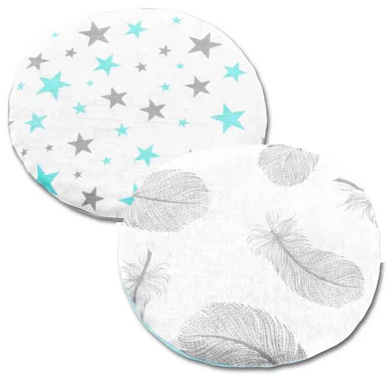 Set 2 pernute anticolici cu samburi cirese Kidizi Galaxy Mint Feathers, gri turcoaz, 19 cm