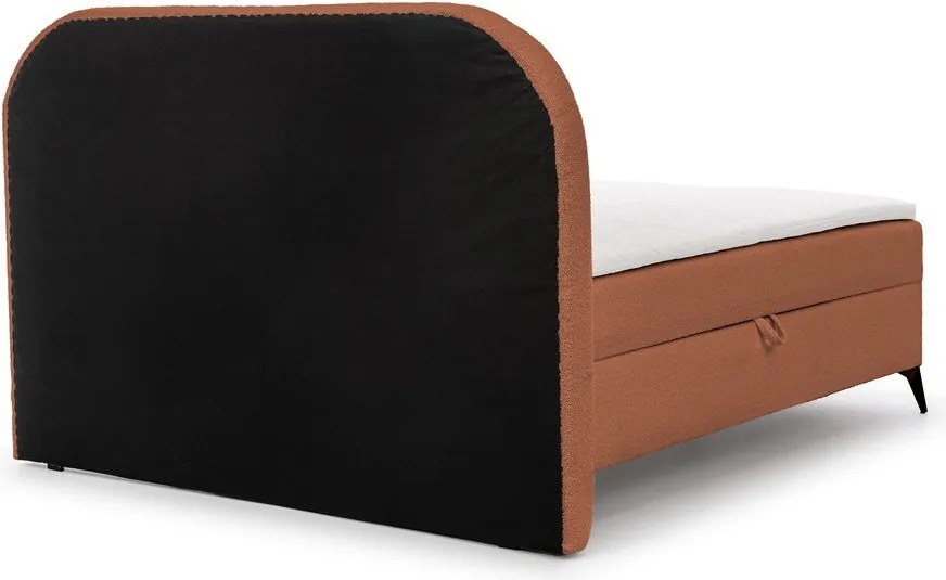 Pat boxspring portocaliu cu spațiu de depozitare 180x200 cm Ornes – Ropez