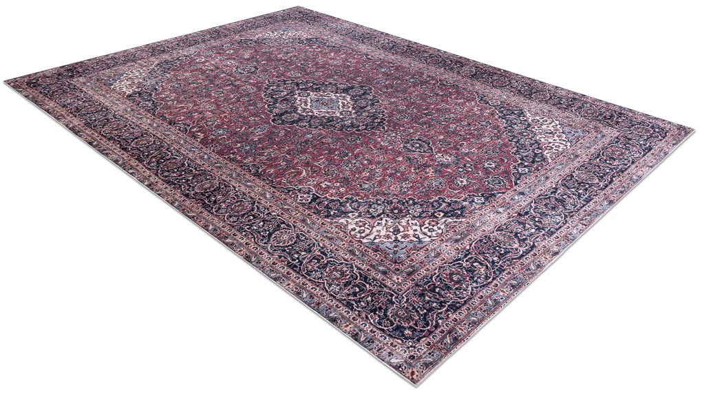 ANDRE 2288 covor lavabil oriental vintage anti-alunecare - vin roșu / gri