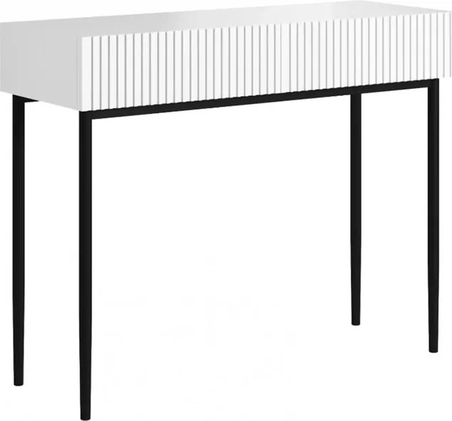 Consolă cu sertare Nicole 100 cm - alb mat / picioare negre