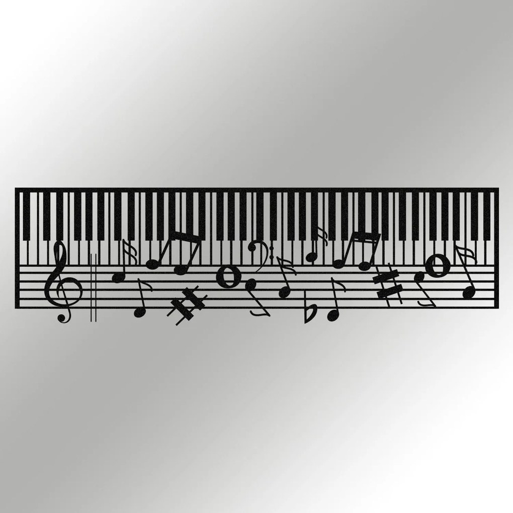 Decoratiune perete PIANO- M121, negru, metal, 70x30 cm