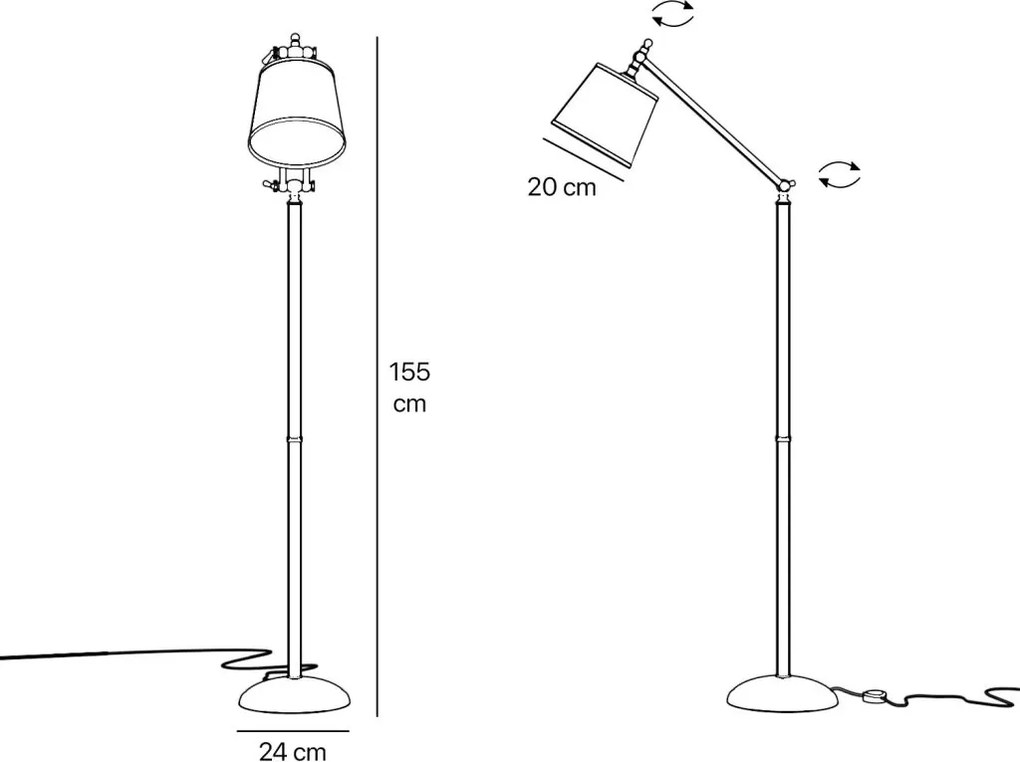 Lampadar, Lampa de podea cu brat articulat Snodo